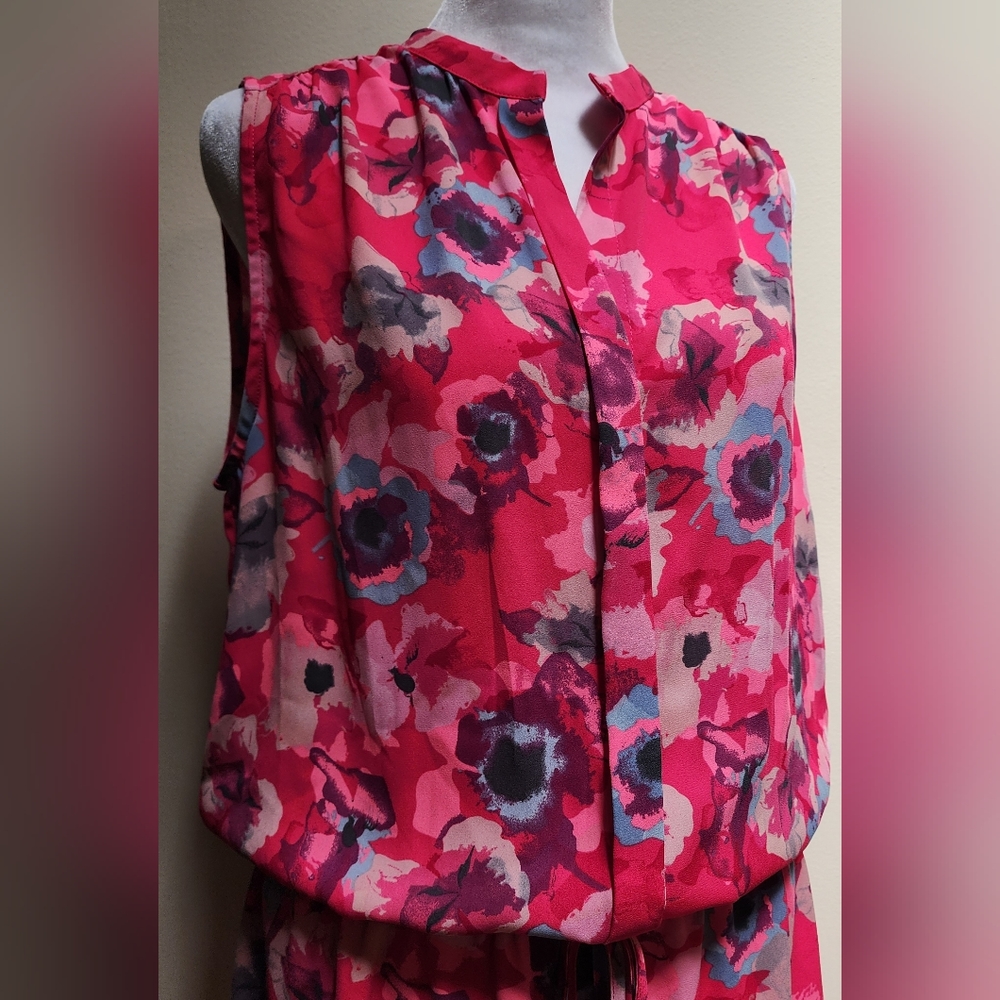 NWT Jasmine & Juliana Chiffon Pink Gray Floral Watercolor Dress Women's Size 6 - Picture 2 of 14